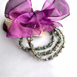 Green Czech Crystals Stretch Bracelet Set