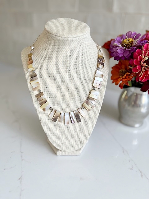 Mother-of-Pearl, Labradorite, Gold Chain Necklace