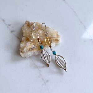 Citrine, Turquoise, Sterling Earring