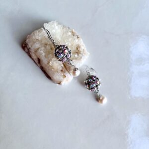 Austrian Crystal, Pearl, Silver Earring