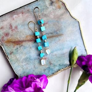 Turquoise, Moonstone Earrings