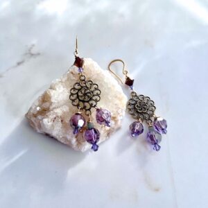 Chrysanthemum Chandelier, Swarovski Crystal Earrings