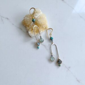 Chalcedony, Labradorite, Turquoise, Sterling Earring
